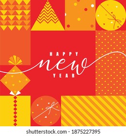 Feliz Año Nuevo. Ilustración vectorial para la composición geométrica de color para un regalo
