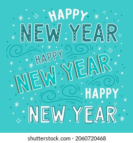 Feliz Año Nuevo.  Ilustración vectorial con una inscripción. Texto de vacaciones de vintage