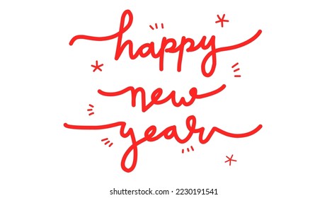 frohe neue Jahre Vektorgrafik roter Farbtext geeignet für Neujahrsinhalte, Jahresende, Dezember, Feiertag, Vorlage