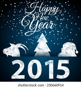 Happy New Year vector illustration for holiday design, party poster, greeting card, banner or invitation.