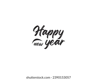 Happy new year. Vector illustration. Handwritten textured brush ink lettering on white background.
