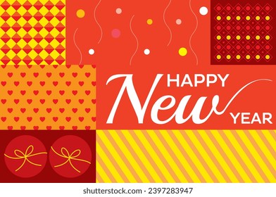Happy New Year, Vector Illustration for colorful geometric Composition for a gift
