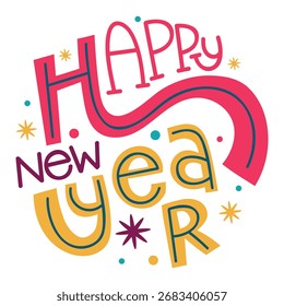 Feliz Año Nuevo Ilustración vectorial. Diseño minimalista plano. Ilustración editable para el Web, móvil, impresión
