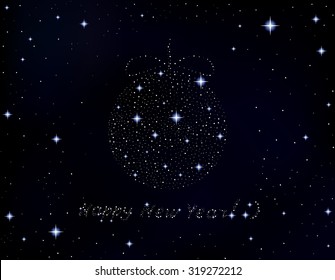 Happy New Year vector illustration with words written in the stars 