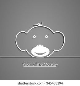 Happy new Year vector illustration or greeting card with typography of 2016, year of the monkey.
