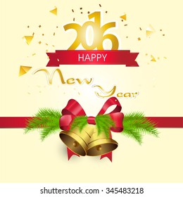 Happy new Year vector illustration or greeting card with typography of 2016, year of the monkey.