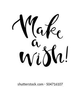 Happy New Year vector illustration. Isolated hand written lettering Make a wish. Design element for greeting card.