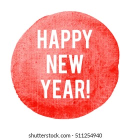 Happy New Year Vector illustration isolated watercolor on red watercolor background