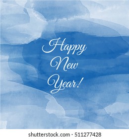 Happy New Year Vector illustration isolated watercolor on blue watercolor background

