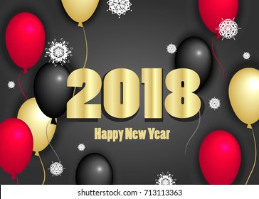 Happy New Year vector illustration. Background with balloons.