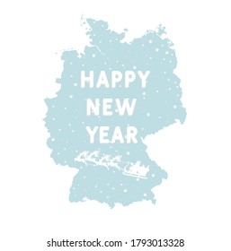 FELIZ AÑO NUEVO. Vector ilustrativo aislado para Año Nuevo y Navidad. Mapa simplificado de Alemania. Plantilla de diseño de portada de folleto o de calendario. Portada del diario de negocios para 2021 con el mapa de Alemania.