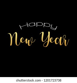 Happy New Year, Vector lettering isolated illustration on black background