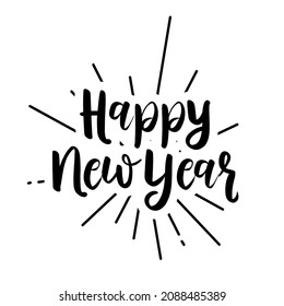 Happy New Year vector lettering design label. Creative calligraphy for winter holidays.