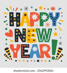 Happy New Year Vector Lettering About New Year 