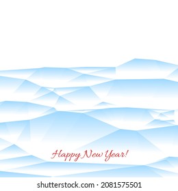 Happy New year vector, linkedin banner vector, digital card vector, facebook cover, instagram logo, hand drawn snow and ice piles, virtual greetings, zoom background, geometric 3d snow