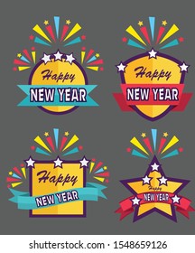 Happy new year vector logo design.