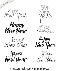 Happy New Year Vector logo styles, text design. Black, 