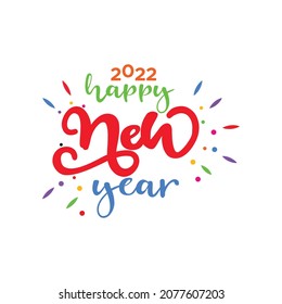 Logo del vector Feliz Año Nuevo. Colorido y feliz nuevo logo de la celebración. Gráficos felices de la celebración del año nuevo.