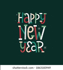 Happy New Year vector modern typography poster