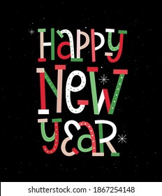 Happy New Year vector modern typography card