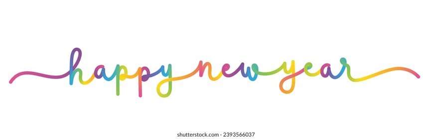 FELIZ AÑO NUEVO cartel de caligrafía en monolina vectorial con gradiente arcoiris
