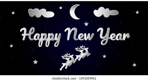 Happy New Year Vector Moon And Stars