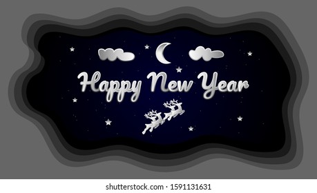 Happy New Year Vector Moon And Stars