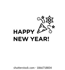 glückliche Neujahrsvektor auf weißem Hintergrund
