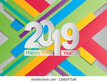 happy new year vector, paper art