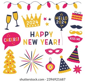 Happy New Year vector party props
