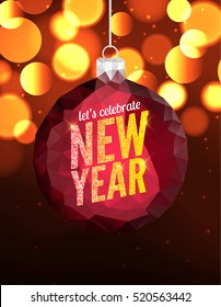 Happy New Year vector poster background. Greeting banner flyer design template. Christmas celebration invitation
