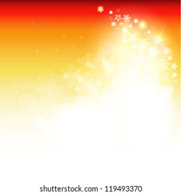 Happy New Year vector red greeting card or background with snowflakes.