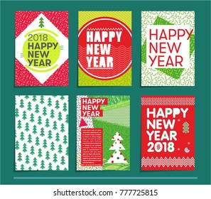 Happy New Year. Vector set of abstract greeting cards