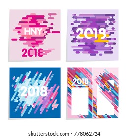 Happy New Year Vector set of abstract greeting cards