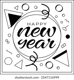 Happy new year vector template background illustration