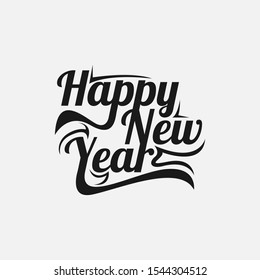 Happy New Year vector text Calligraphic Lettering design card template. Creative typography for Holiday Greeting Gift