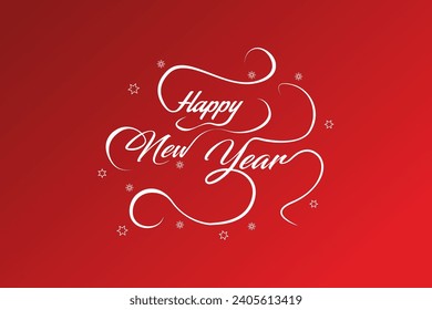 Feliz Año Nuevo Diseño de Letras de Texto. Plantilla de tarjeta. Tipografía creativa para saludo, afiche de regalo. Banner de estilo de letra caligrafía.  Plantilla de vectores EPS.

