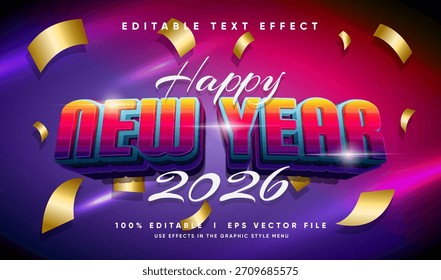 efeito de texto vetorial feliz ano novo editável com estilo moderno