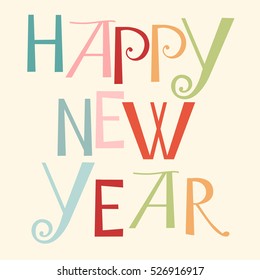 Happy new year vector text