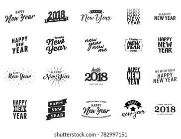 Happy New Year Vector Text Set Background For Greeting Cards, Posters, Ads, Marketing, New Year Greeting
