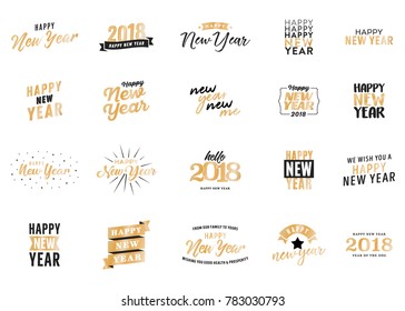 Happy New Year Vector Text Set Background For Greeting Cards, Posters, Ads, Marketing, New Year Greeting