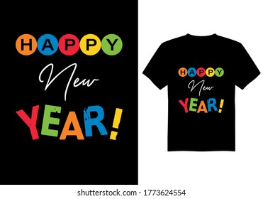 Happy new year, vector t-shirt design, illustration, text design
