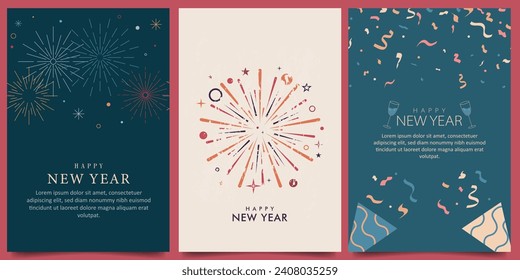 happy new year vertical design vector set. for card, poster, banner background