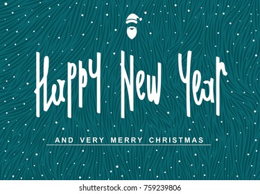 Happy New Year and very Merry Christmas 2018. Festive flyer. Vector illustration