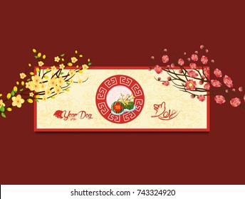 Happy new year. Vietnamese new year. Translation "Tet": Lunar new year