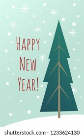 Happy New Year vintage greeting card design. Vector illustration for winter holidays in retro flat style.
