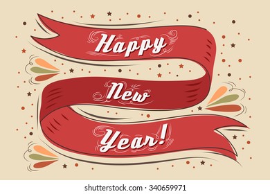 Happy New Year. Vintage greeting card With Typography. Lettering