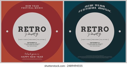 Happy New Year. Vintage vector design for a New Year celebration party. Music festival for New year party.