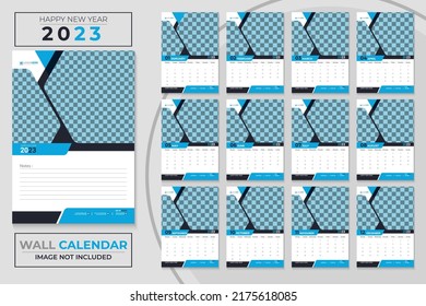 happy new year wall calendar 2023 template