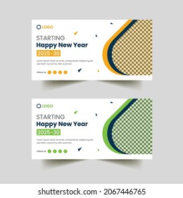 Diseño de banderas web de Año Nuevo Feliz